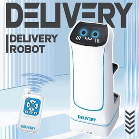 Remote Control Food Delivery Robot, Interactive Robot with Light and Music, Removable Tray for Snack and Beverage Delivery, Birthday Christmas Gifts
