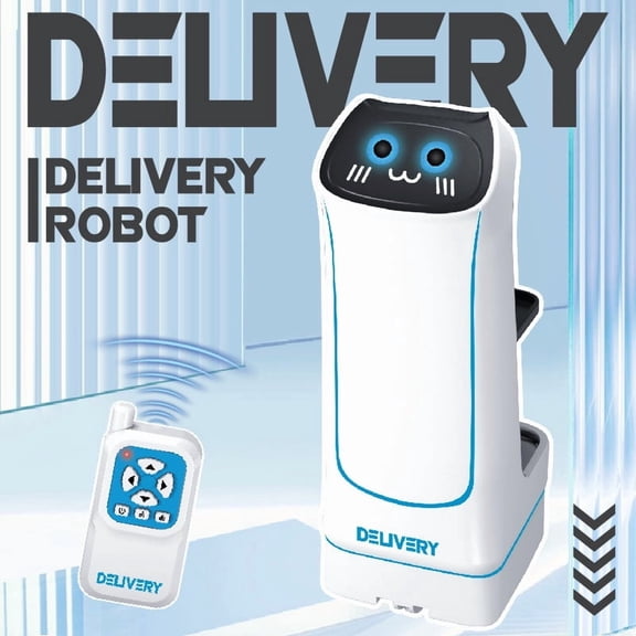 Remote Control Food Delivery Robot, Interactive Robot with Light and Music, Removable Tray for Snack and Beverage Delivery, Birthday Christmas Gifts