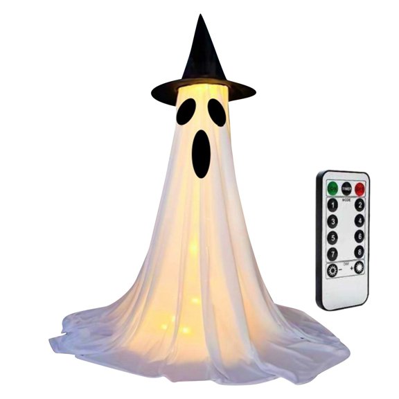 Remote Control Halloween Ghost Prop with LED Lights for Outdoor Indoor Party Porch Yard Scary Decoration