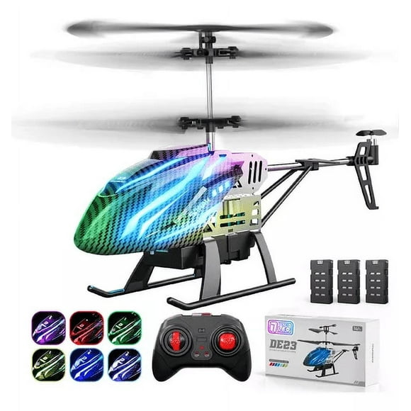Remote Control Helicopter 2.4GHz For Adult,RC Helicopters with 7 Colors Light,3 Modular Battery for 24 Min Play,Altitude Hold,One Key take Off/Landing,Aircraft Indoor Flying Toy for Boys Girls