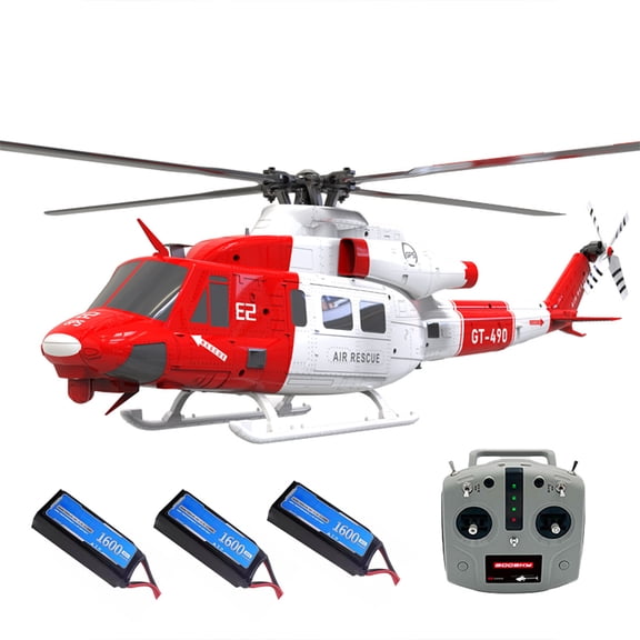 Remote Control Helicopter with GPS, E2 UH-1Y 2.4G 6CH Dual Brushless Direct Drive RC Simulation Helicopter Model with Lidar Positioning, Military RC Aircraft Outdoor