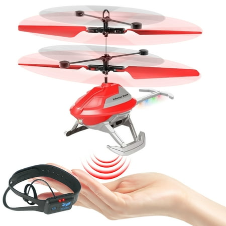 Remote Control Helicopter Hand-Controlled Mini DroneCosmic Drone RC UFO LED Flying Toys for Kids with 3.5 Channel RC Helicopters, Watch control
