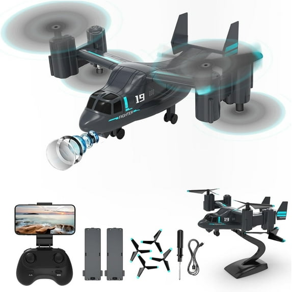 Remote Control Helicopter,LM19 Drone with HD Camera,RC Quadcopter with WiFi Live Video,Flying and Land Gliding Mode, One Key take Off/Landing, RC Drone Helicopter Toys for Kids 8-12,2 Batteries