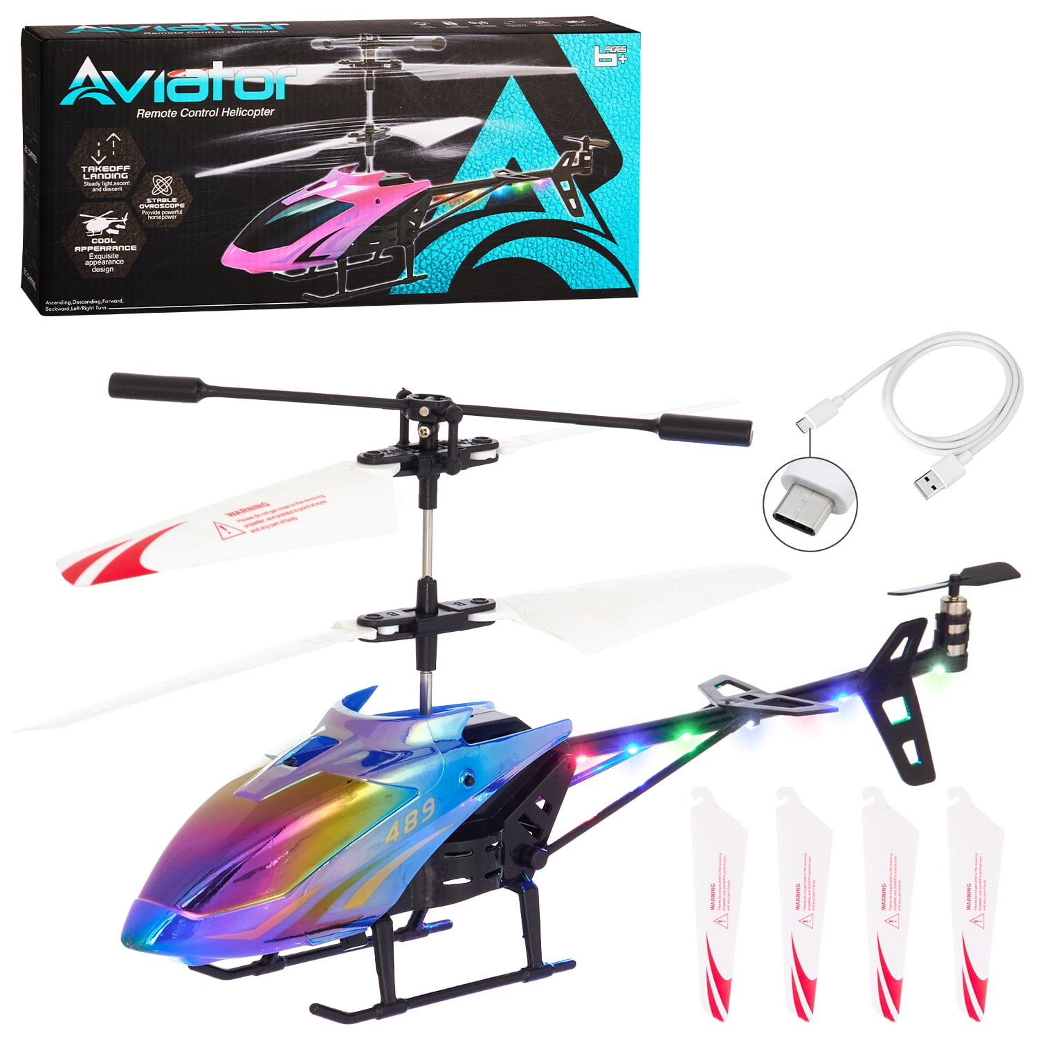 Lictin Remote Control Helicopter, 2.4GHz RC Helicopters with Colorful Lights, 3.5 Channel Aircraft Indoor Flying Toy, RC Plane for Kids Ages 3 4 5 6 7