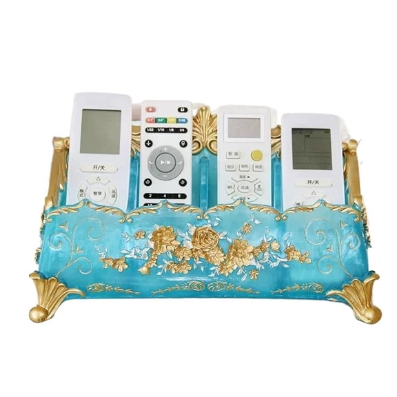 Remote Control Holder with 4 Compartments, TV Remote Caddy Storage Box,Desktop Organizer Store Controller,Glasses,Brush,Media Player,Pen,Space Saver for Bedside Table, Coffee Table,Office Desk