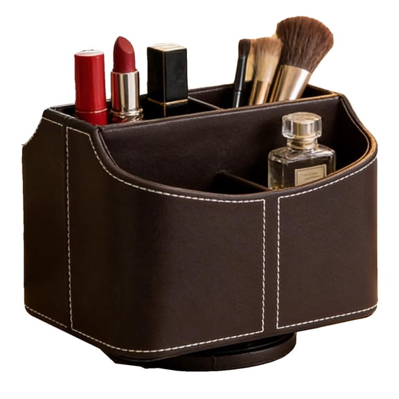 Remote Control Holder,PU Leather,360 Degrees Rotatable Desktop Supply Organizer Storage Box for Controllers Media Stationery Nightstand TV Caddy E-reader iPad Phone Pen/Pencil Cosmetic