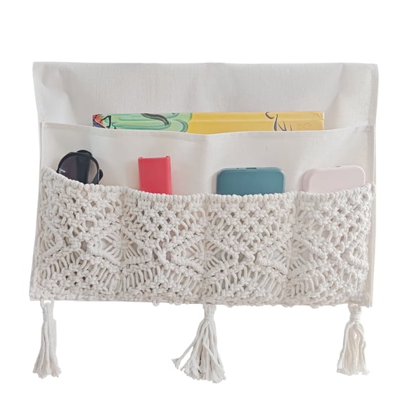 Remote Control Holder, Recliner Armchair Caddy Couch Caddy Sofa Armrest Organizer,Macrame Sofa Arm Chair Caddie with Storage for Magazine, Tablet, iPad, Phone