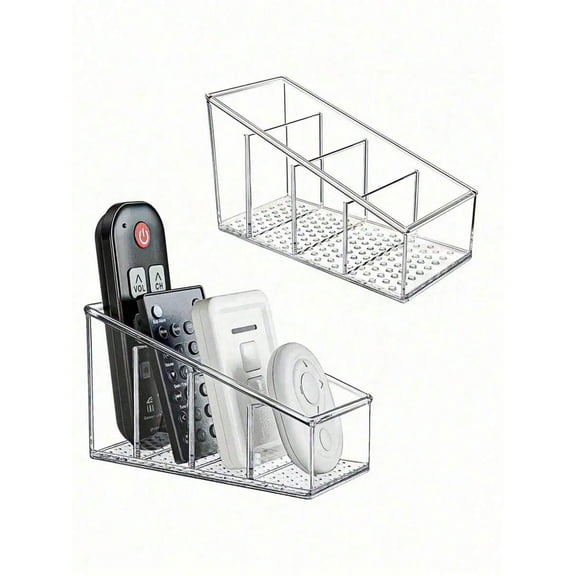 Remote Control Holder for Table, Clear Acrylic TV Remote Organizer with Anti-Slip Base, Universal Desktop Storage Box for Living Room and Bedroom, 1-Piece Transparent Stand