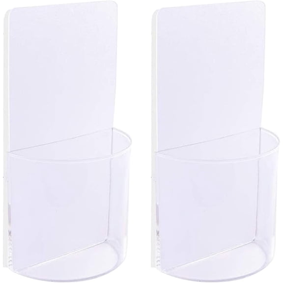 Remote Control Holder Wall Mount Damage-Free 2 pack, Clear Adhesive Remote Holder For Bed Sturdy Storage Box To Hold Remotes Eyeglasses Pen Key For RV,Bedroom,office
