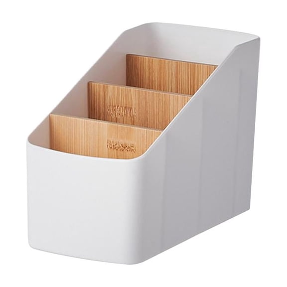 Remote Control Holder for Table, 3-Compartment Desk Organizer for Remote Controls, Pens, Keys, Phone and Makeup