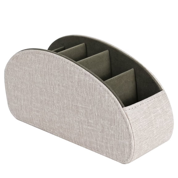 Remote Control Holder with 5 Compartments Multifunctional Desktop Storage Box, Beige