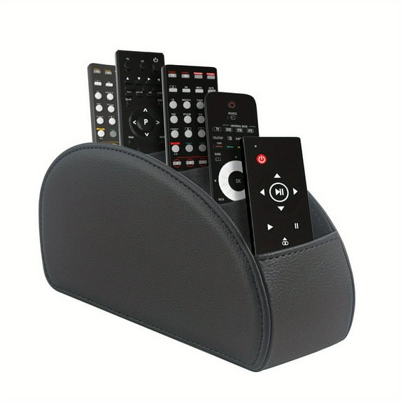 Remote Control Holder with 5 Compartments, PU Leather Organization Storage Box for TV Remote Control
