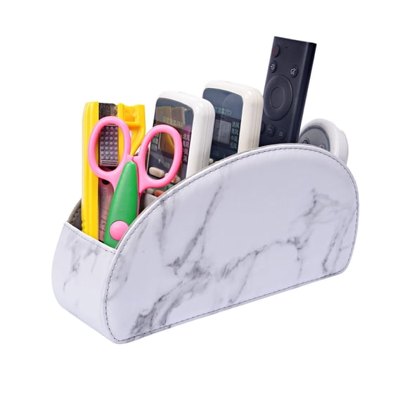 Remote Control Holder with 5 Compartments, PU Leather Organizer Storage Box for TV Remote Control