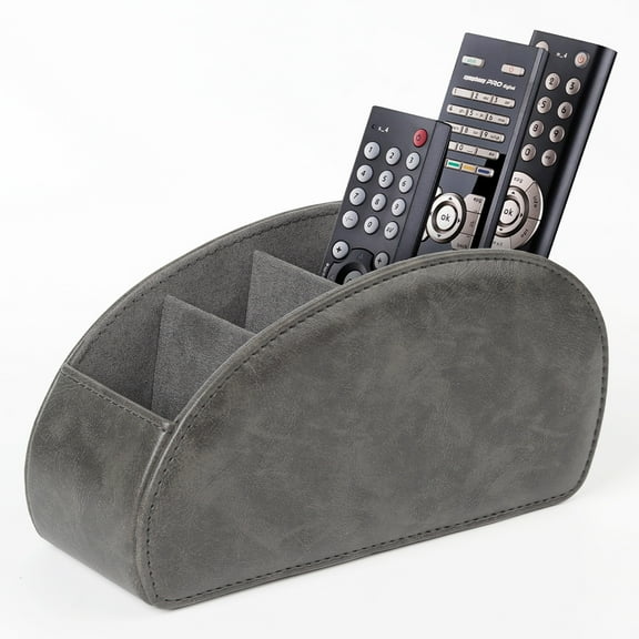 Remote Control Holder with 5 Compartments, PU Leather Organizer Storage Box for TV Remote Control