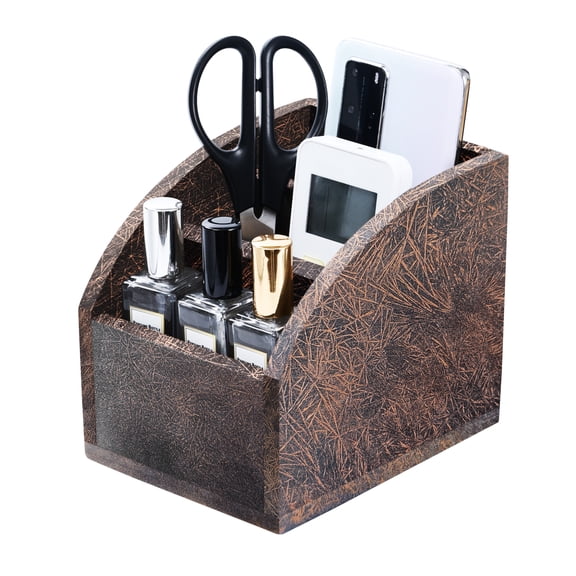 Remote Control Holders Organizer Box for Table Small Solid Wooden Desk Farmhouse Home Decor Caddy Basket Store Tv Remote for Media Player,Pencil,Glassees&Office Supplies