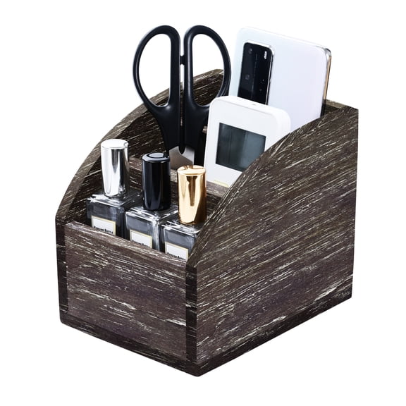 Remote Control Holders Organizer Box for Table Small Solid Wooden Desk Farmhouse Home Decor Caddy Basket Store Tv Remote for Media Player,Pencil,Glassees&Office Supplies