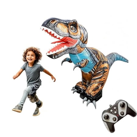 Remote Control Inflatable Dinosaur with Sounds&Lights,59 Inches Realistic Electric Dino Toy with 360°Rotation,2.4GHz Rechargeable T-rex RC Car for Play,Interactive Jurassic Dinosaur Toys
