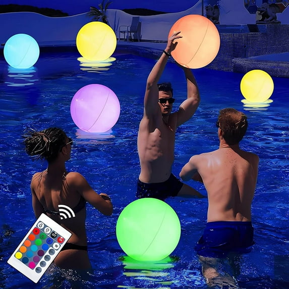 Remote Control Inflatable LED Pool Light, IP68 Waterproof Floating Beach Ball for Parties, 16 Color-Changing Outdoor Decoration, Battery-Powered Garden Decor