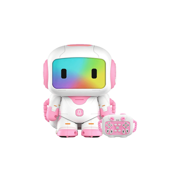 Remote Control Intelligent Interactive Dancing Robot Programmable Rechargeable Voice Recording Toy(Pink-16Cm)