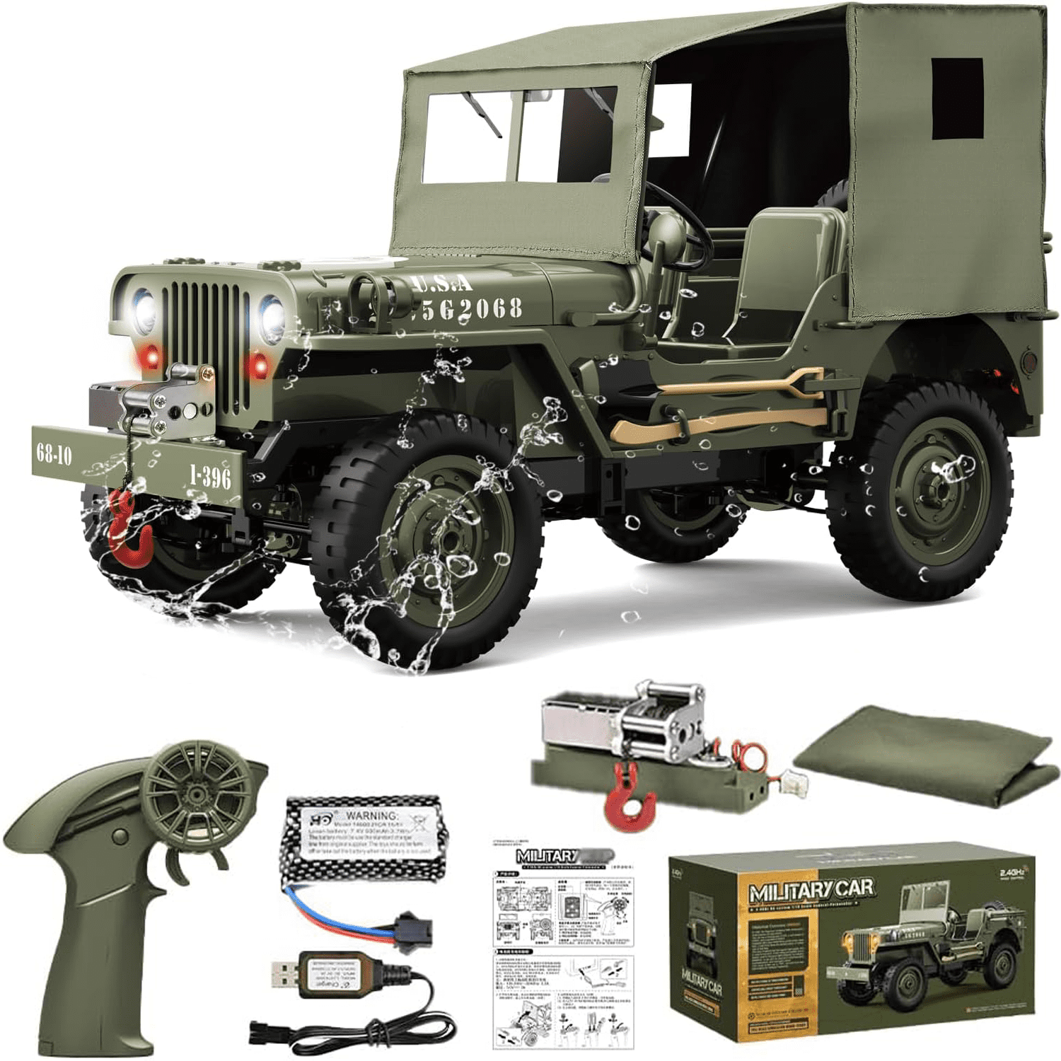 2.4Ghz 6WD Remote Control 1/12 Military Army Truck 4320 6X6