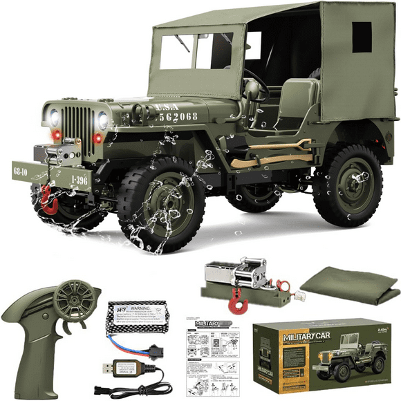 Remote Control Jeep,1:10 Scale Remote Control Car,2.4GHz 4WD Off Road RC Rock Crawler,All Terrain Army Climbing Vehicle,RC Truck RC Crawler,Climbing Scale Truck Vehicle Adult Kids Toy
