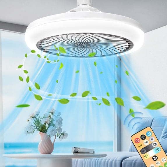 Remote Control LED Aromatherapy Fan Light,2,in,1 Energy,Saving Ceiling Fan with High Brightness Light and 3 Adjustable Wind Speeds,Ideal for Living Room,Bedroom,Study,E27 Universal Head Gray