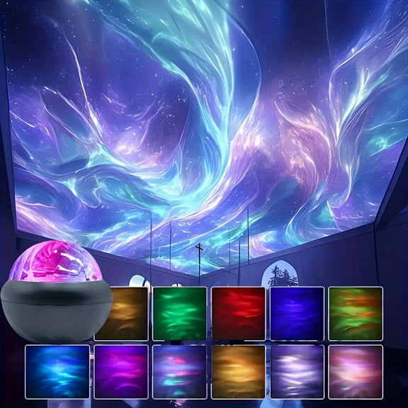 Remote Control LED Aurora Projector Light - 360° Magic Sphere Night Lamp, USB Powered Adjustable Brightness for Bedroom, Party, Christmas Decor