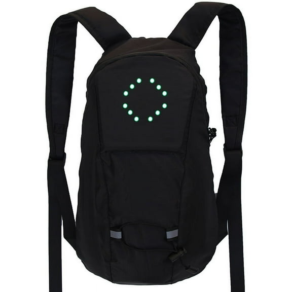 Remote Control LED Light-up Backpack Light-up Bag Turn Signal Backpack Safety Cycling,Black