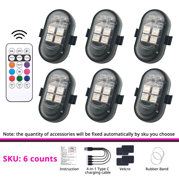 Remote Control LED Strobe Lights RGB Flash Underglow Footwell Car Mods Motorcycle Bike SUV Lamp Accent Interior Accessories