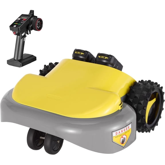 Remote Control Lawn Mower - Battery Powered Rc Lawn Mower, Cut Height 2.0"-3.0", 25% Slope, Remote Control with Adjustable Speeds, 100% Electric All-Wheel Drive
