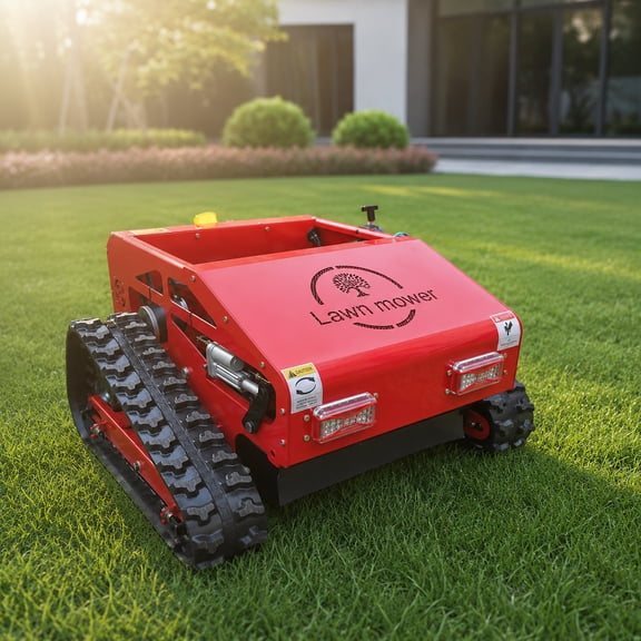 Remote Control Lawn Mower with Crawler Tracks, 224cc Brush Cutter Robot Lawn Mower, 22" Cutting Width, Slope Mower for Farms, Fields and Rough Terrain