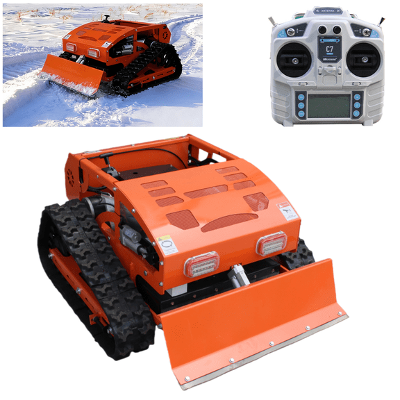 Remote Control Lawn Mower with Snow Plow - 500M Long Range RC Crawler, 50 Slope Capability, 9HP LONCIN 224CC Engine, 21.6" Cutting Width, All-Terrain Robot Mower for Large Yard, Orchard