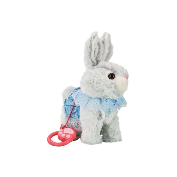Remote Control Leash interactive Bunny Electronic toy, Blue Animated Stuffed Rabbit with Walking, Talking Mimicry, Singing Functions, interactive Plush Pet for toddler Playtime,