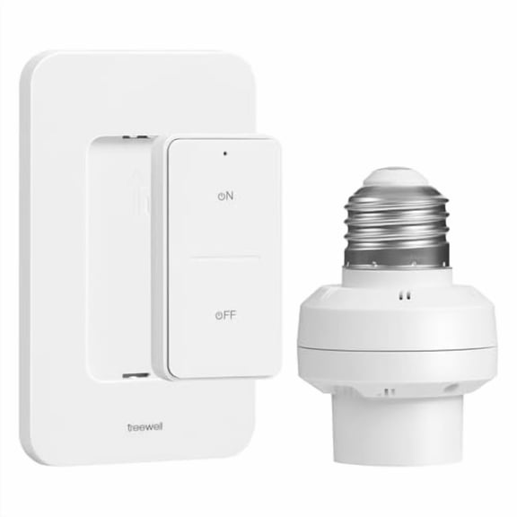 Remote Control Light Bulb Socket,200FT Range Remote Light Socket,Wireless Wall Mounted Light Switch for Pull Chain Light Fixture,E26 E27 Lamp Socket,No Wiring Needed,FCC Listed
