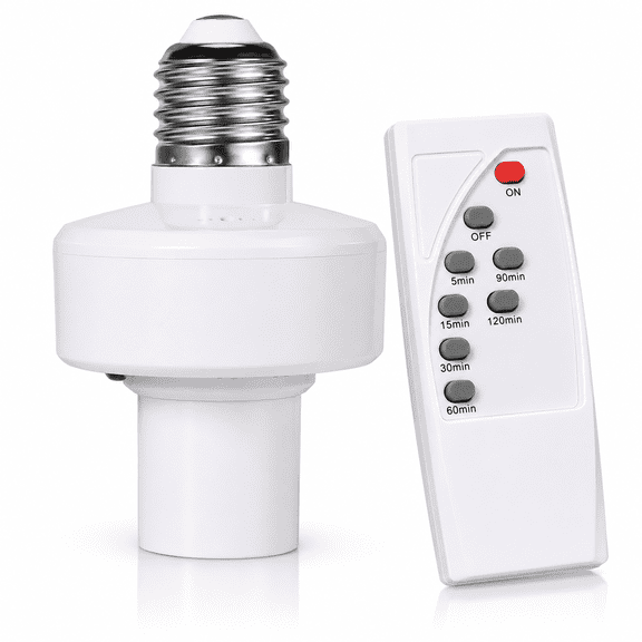 Remote Control Light Bulb Socket,E26 E27 Bulb Lamp Holder with Remote Control and 5/15/30/60/90/120 Min Timer