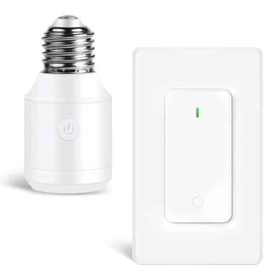 Remote Control Light Bulb Socket,Max 500W LED,Wireless Wall Light Switch for Pull Chain Light Fixture,E26 E27 Bulb Base,No Wiring,500ft RF Range,for Bedroom,Stair