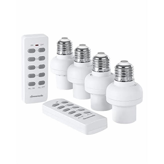 Remote Control Light Bulb Socket,Wireless Light Socket Switch Kit,Remote Light Socket E26/E27 Base for Pull Chain Light Fixture,No Wiring,ETL Listed(2 Remote+4 Socket)