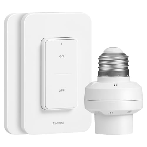 Remote Control Light Socket,200FT Range Wireless Light Switch,Remote Light Socket for Pull Chain Light Fixture,E26 E27 Bulb Base,No Wiring Needed (2 Wall Mounted Switches and 1 Socket)