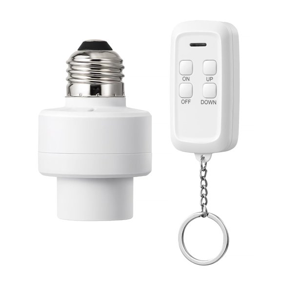 Remote Control Light Socket with Dimmer, Wireless Light Switch, Dimmable Remote Light Bulbs Socket Switch, 100FT, E26 E27 Base with Controller, No Wiring, for Closet, Basement, ETL Listed