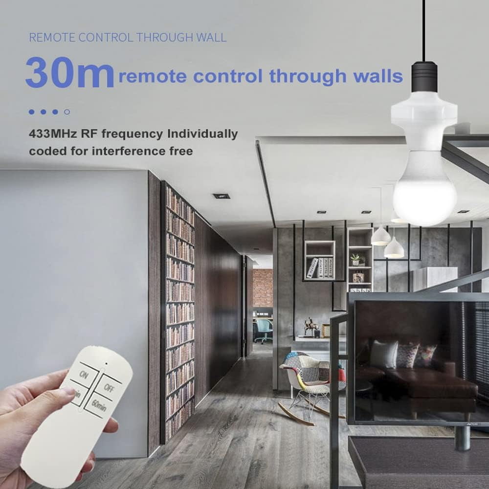 Remote Control Light Socket, E26 E27 Bulb Lamp Holder with Remote ...
