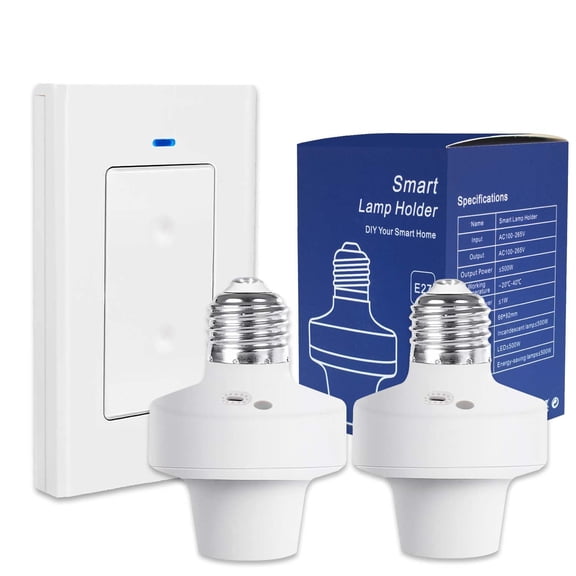Remote Control Light Socket E26 E27 Bulb Socket Adapter, ZigBee Smart Light Holder Compatible with Alexa Echo Voice Control, Requires Zigbee Hub
