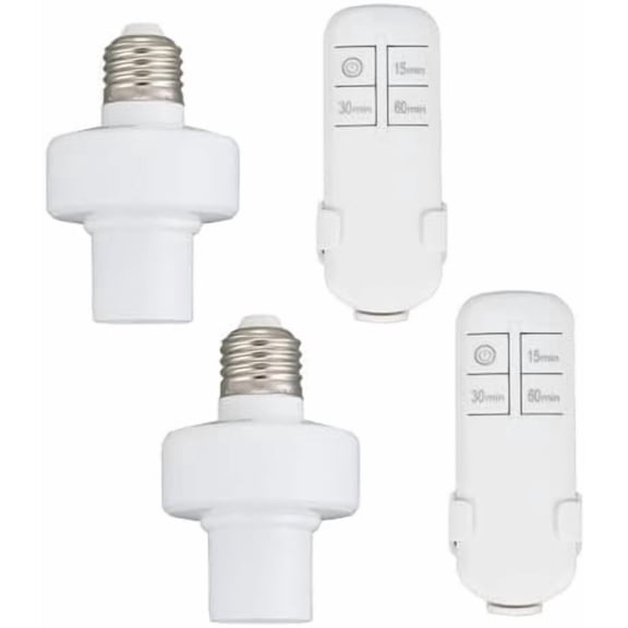 Remote Control Light Socket, Light Kit with Timer,E26 E27 Bulb Lamp Holder with Remote Control,No Wiring Wall Mounted Controller for Attic,Garage,Stairwell(2 Pack)