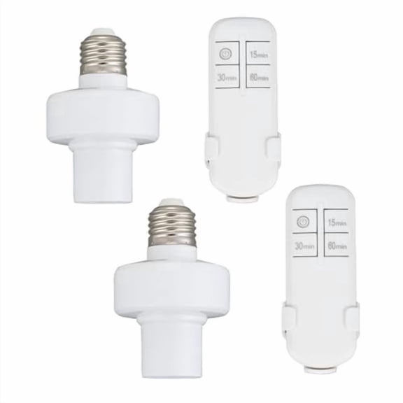 Remote Control Light Socket,Wireless Light Switch Kit with Timer,E26 E27 Bulb Lamp Holder with Remote Control,No Wiring Wall Mounted Controller Switch for Attic,Garage,Stairwell(2 Pack)