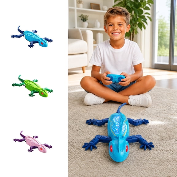 Remote Control Lizard Toy – Rechargeable Robot Lizard with Silent Crawling Mode – Indoor Prank Game for Kids