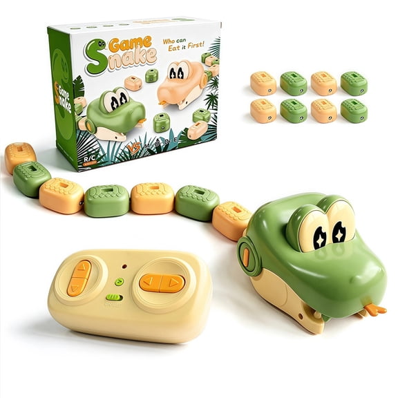 Remote Control Magnetic Snake Game Toy, Real-Life Snake Eating Itself Toy Car with Lights & Sound - Green
