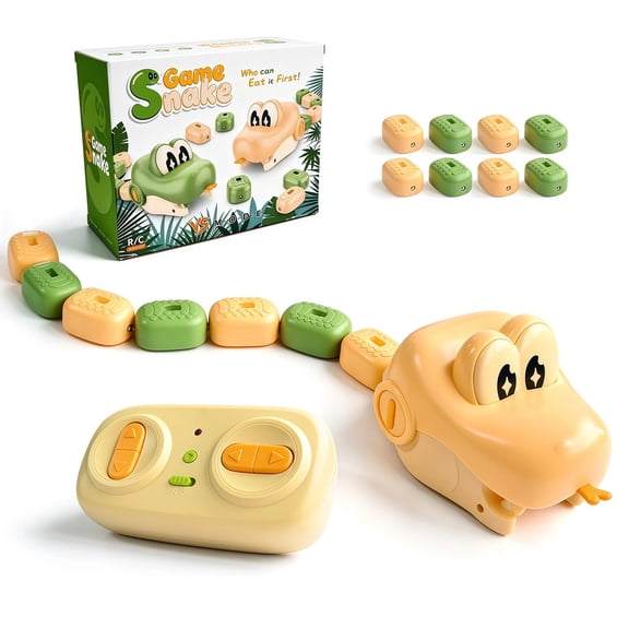 Remote Control Magnetic Snake Game Toy, Real-Life Snake Eating Itself Toy Car with Lights & Sound - Yellow