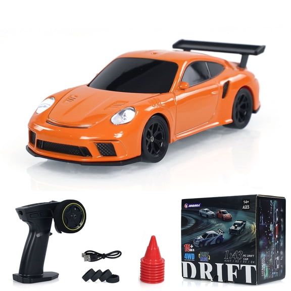 Remote Control Mini Drift Car 1:43 Race Car Toy Radio Lights Traffic Safety Cone