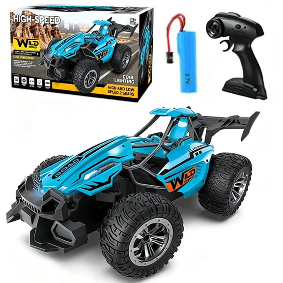 Remote Control Monster Truck for Kids20 km/h High Speed RC Car with LED Lights, Variable Speed Control, All Terrain Tires, Shockproof Off Road Racing Vehicle Toy Gift for Boys Ages 6+