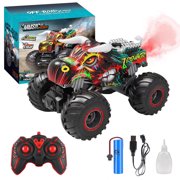 Remote Control Monster Trucks,2.4 GHz All Terrain RC Car, 116 Off-Road RC Trucks with Spray Music and Light for Boys 4-7 8-12 Kids Christmas Birthday Gift Toys