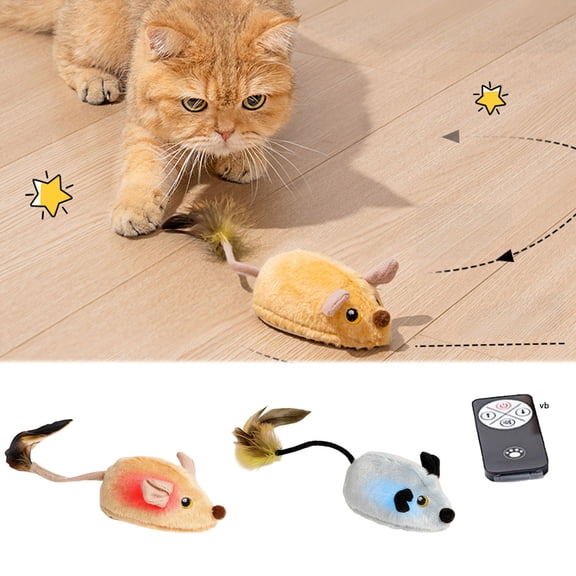 Remote Control Mouse Cat Toy Automatic Moving Interactive Toy for Indoor Cats Dogs Simulate Prey Random Route RC Toy for Hunting Instinct Stimulation